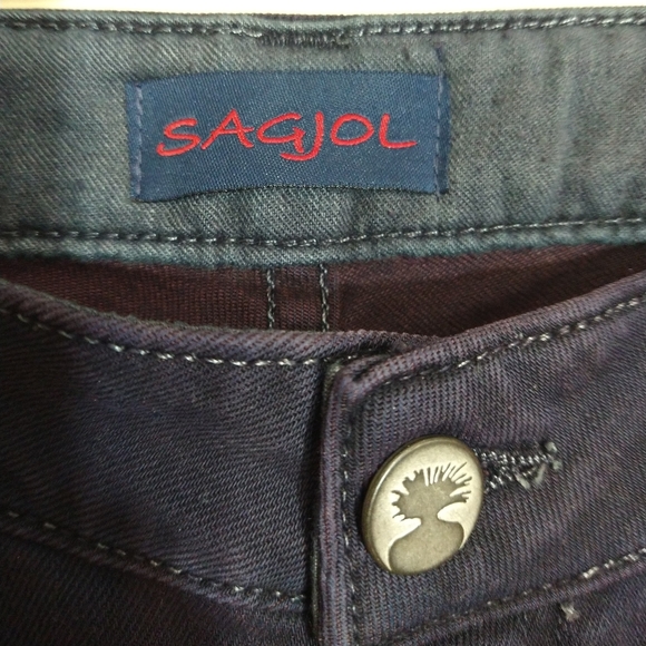 NWT Sagjol Cropped Raw/Frayed Hem Dark Wash Blue Jeans Size 26 - Picture 7 of 10